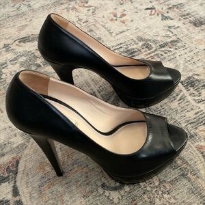 Authentic Prada Peep Toe Heels Black Leather EU 38 5"Heel